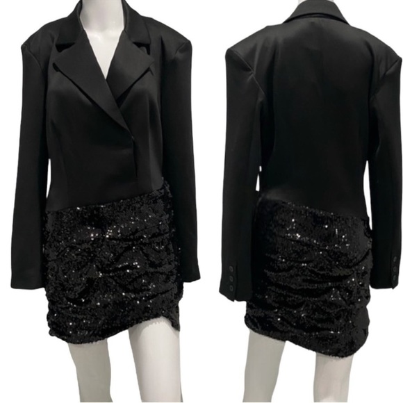 RONNY KOBO Maxwell Sequin Fitted Blazer Button-down Long Sleeve Mini Dress NWT - Picture 6 of 8